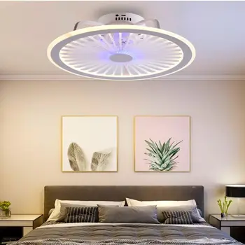 Akrila saprātīga griestu ventilators, lampas, mūsdienīgs dizains led radošas lampas guļamistabas studiju restorānā trīs krāsu tālvadības griestiem