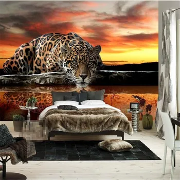 beibehang foto tapetes Augstas kvalitātes Tiger, leopard zīda sienu apdares ziloņi, viesistaba, sofa guļamistaba, TV sienas tapetes