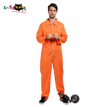 Eraspooky Vīriešu Ieslodzītais Jumpsuit Cosplay Halloween Kostīmu Pieaugušo Apelsīnu Noziedzīgu Arestants Ieslodzītais Krekls Karnevāla Apģērbs