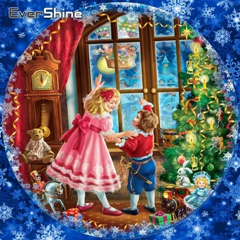 EverShine Dimanta Izšuvumi Ziemassvētku Eglīte Pilnu Komplektu Cross Stitch 5D Dimanta Glezniecības Ainavas Meitene Mozaīkas Bērnu Istabas Dekors