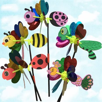 Jaunas 2GAB 3D Lielu Dzīvnieku, Bišu Vējdzirnavas Vēja Ripu Pagalmā Dārza Rotaļlietas Bērniem Krāsains Apdare DIY Roku darbs Āra Rotaļlietas