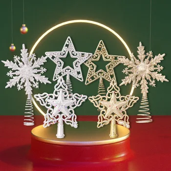 Ziemassvētku Eglīte Toppers Gold Star Glitter Ziemsvētki Koks Sniegpārslas Rotājumi Ziemassvētku Rotājums Mājās 2022 Natal Jauno Gadu 2023